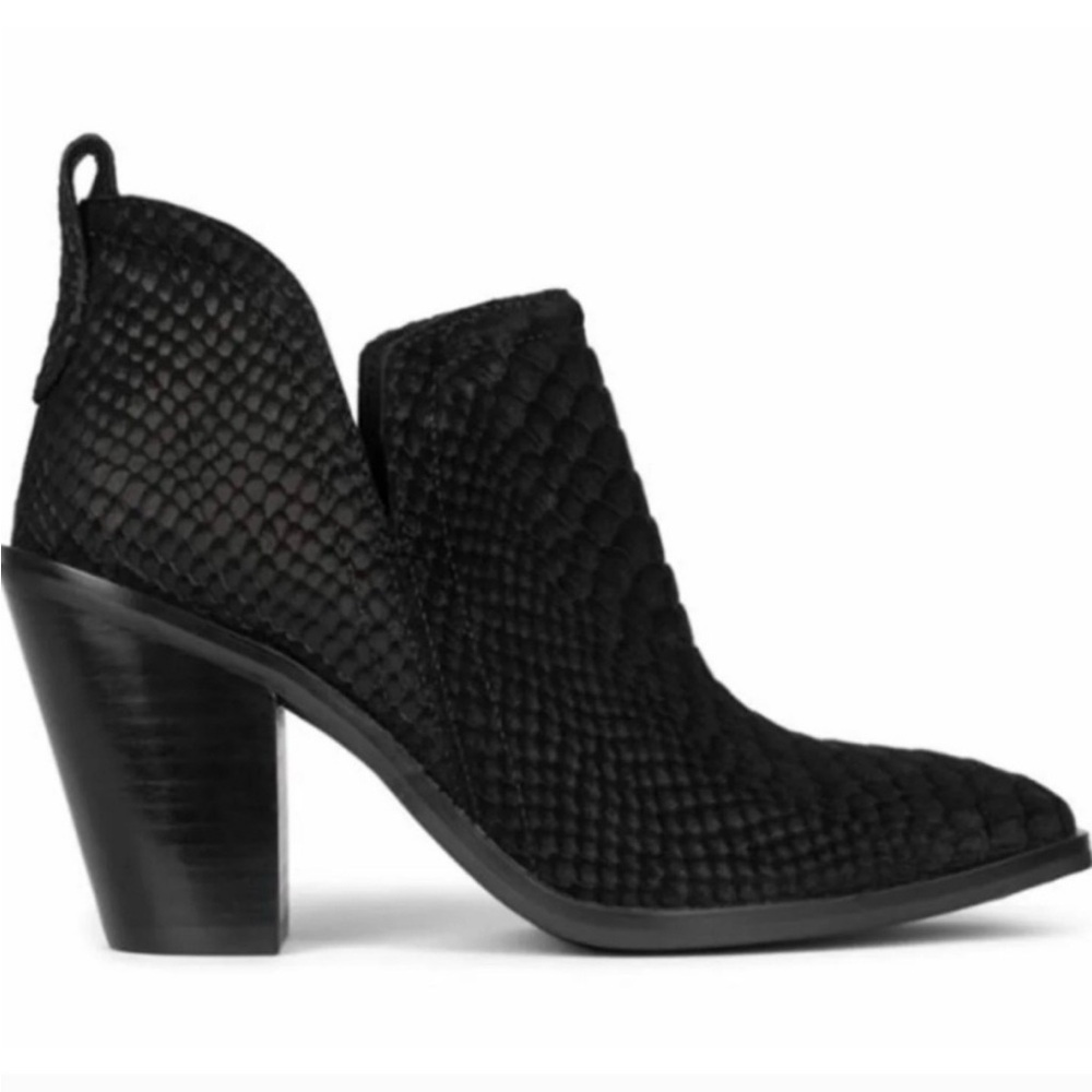 Jeffrey‎ Campbell Rosalee Snake Embossed Leather Booties in Black Size 8